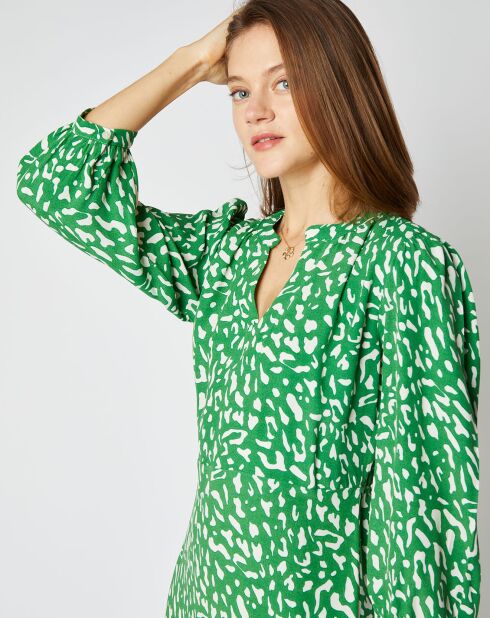 Robe courte Charlotte à motifs vert
